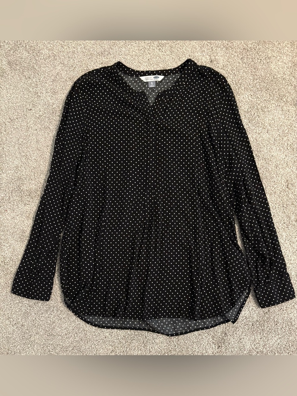 Old Navy Black and White Polka Dot Long-Sleeve Tunic